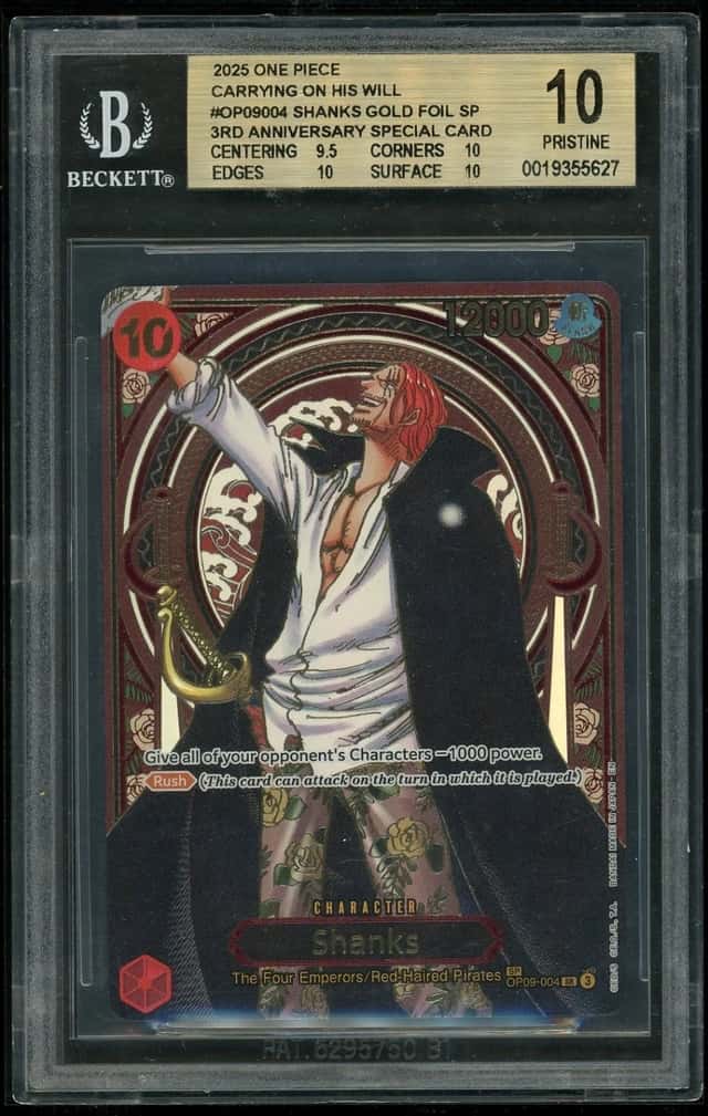 One Piece Shanks GOLD FOIL SP/(3rd Anniv. Special Card) OP-13 BGS 10