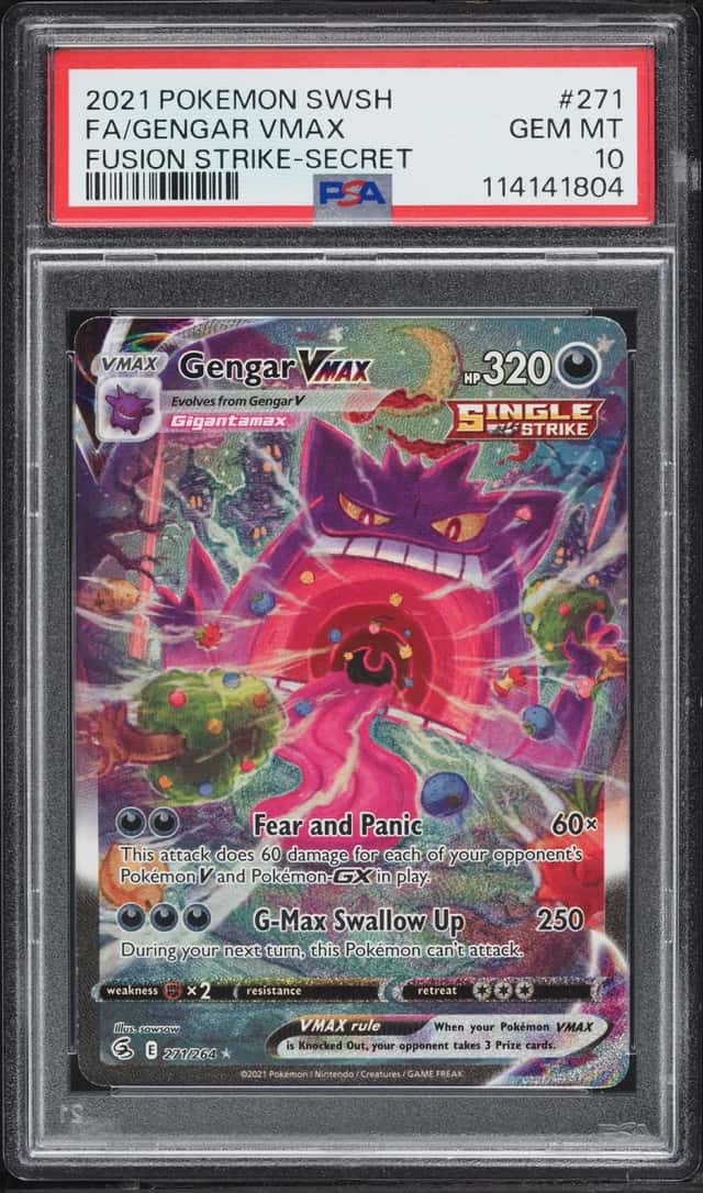 2021 Pokemon Sword & Shield Fusion Strike SEC Gengar VMAX #271 PSA 10 GEM MINT