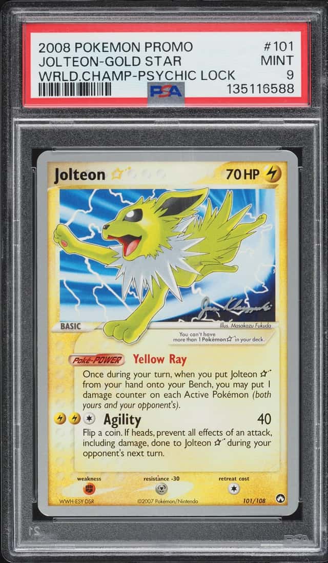 2008 Pokemon World Championships Promo Gold Star Jolteon #101 PSA 9 MINT