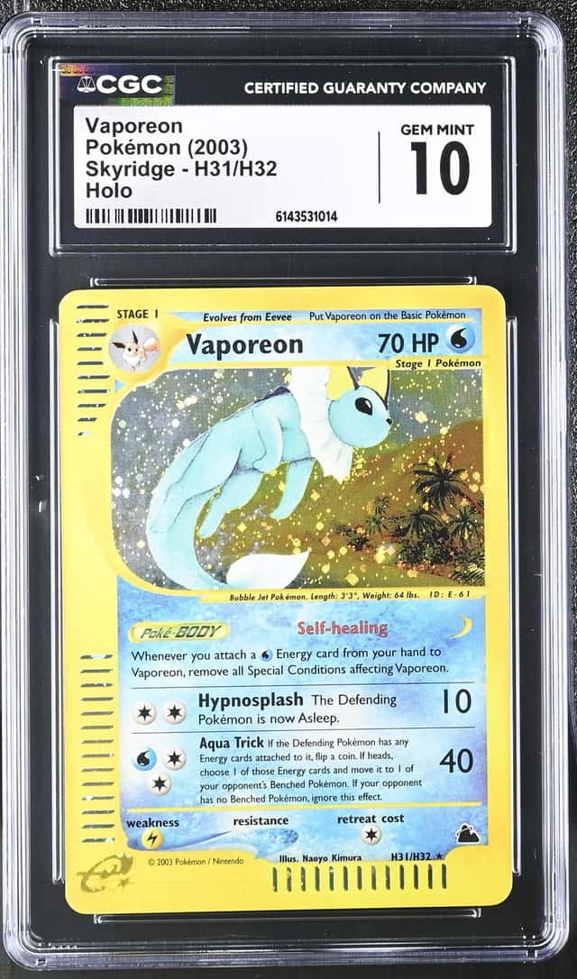 2003 Pokemon Skyridge Holo Vaporeon #H31 CGC 10 GEM MINT