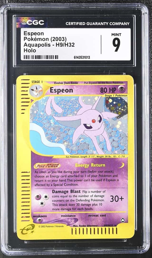 2003 Pokemon Aquapolis Holo Espeon #H9 CGC 9 MINT