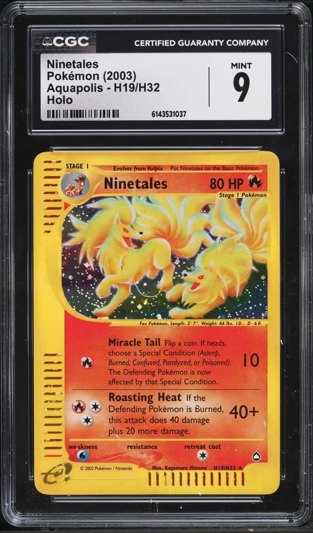 2003 Pokemon Aquapolis Holo Ninetales #H19 CGC 9 MINT