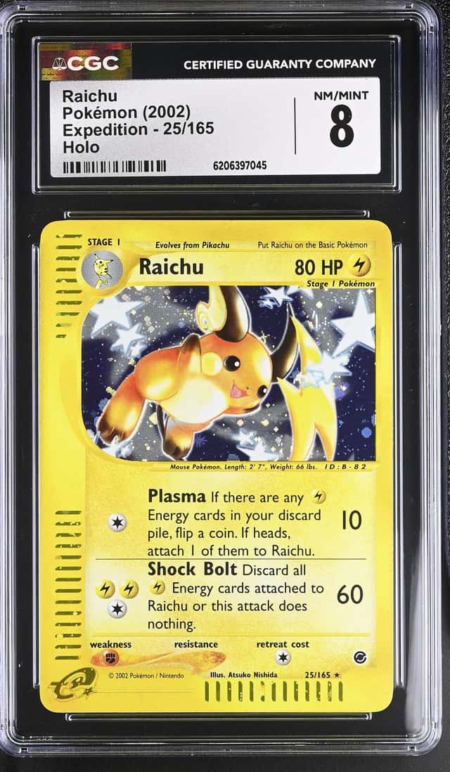 2002 Pokemon Expedition Holo Raichu #25 CGC 8 NM-MT