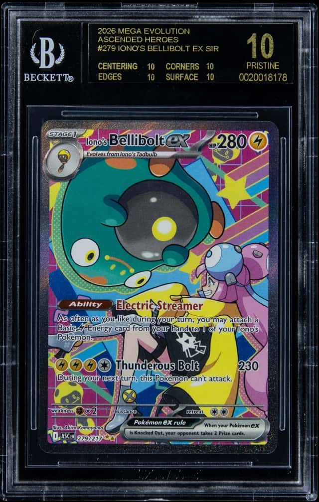 2026 Pokemon Mega Evolution Ascended Heroes Special Illustration Rare #279 Iono's Bellibolt ex - BGS PRISTINE 10 Black Label