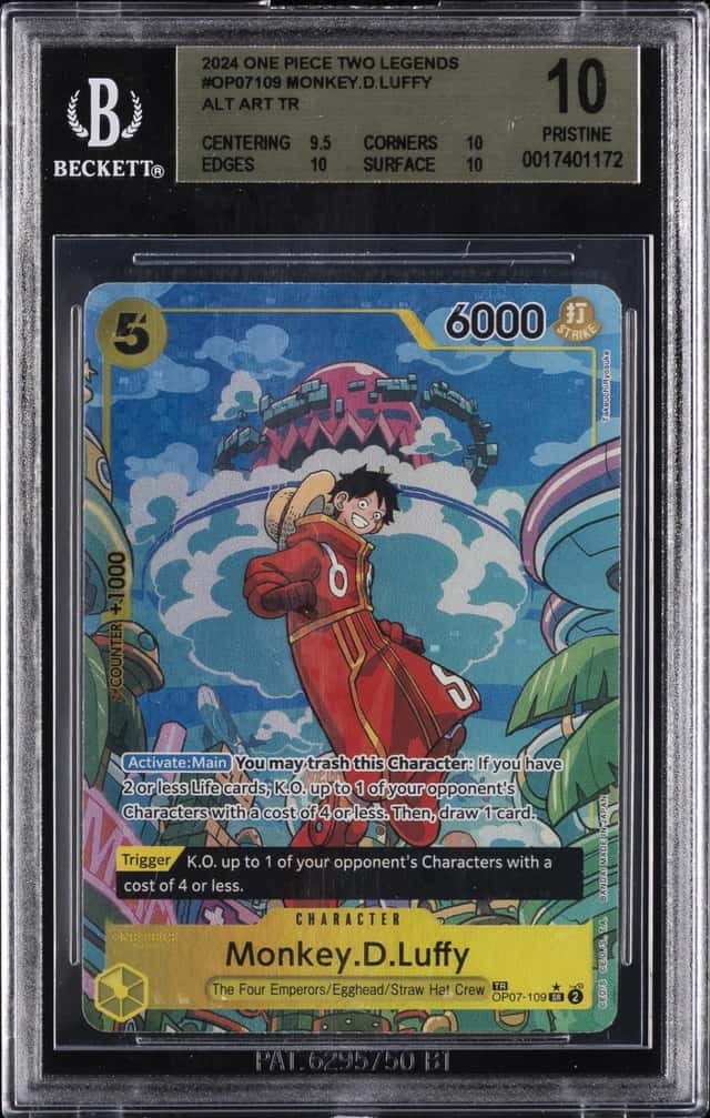 2024 ONE PIECE TWO LEGENDS ALTERNATE ART #OP07109 MONKEY D. LUFFY BGS 10