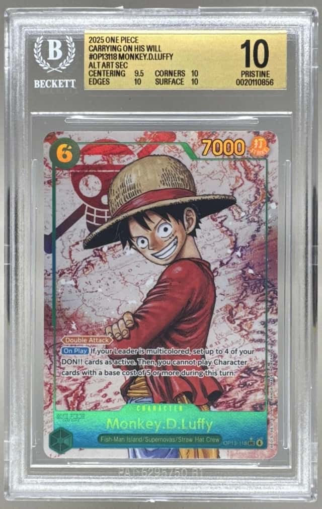 0856 Monkey D. Luffy 2025 One Piece Carrying On His Will OP13-118 Alt Art BGS 10