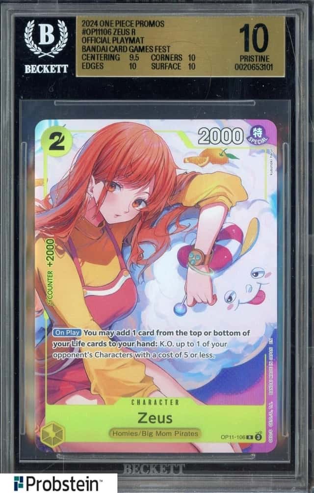 2024 One Piece Official Playmat Bandai Card Game Fest Zeus BGS 10 PRISTINE