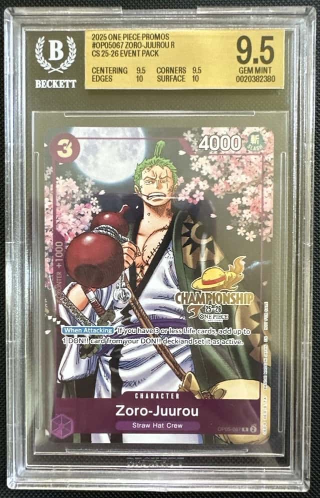 One Piece Zoro Juuro  OP05-087 CS CHAMPIONSHIP GOLD STAMP 2025 BGS 9.5 GEM MINT