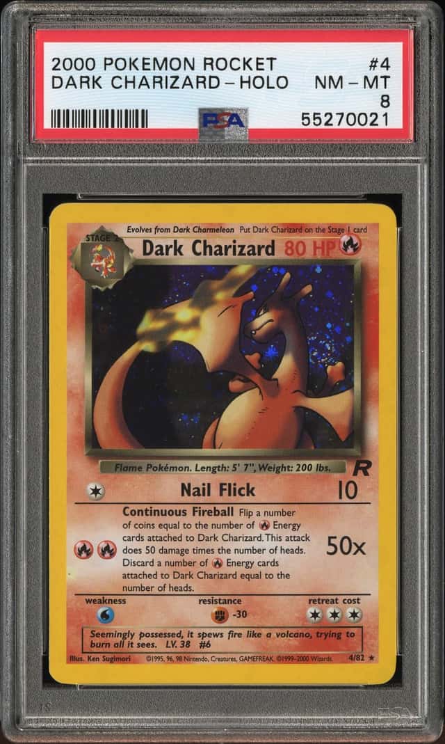 2000 Pokemon Team Rocket Holo Dark Charizard #4 PSA 8 NM-MT