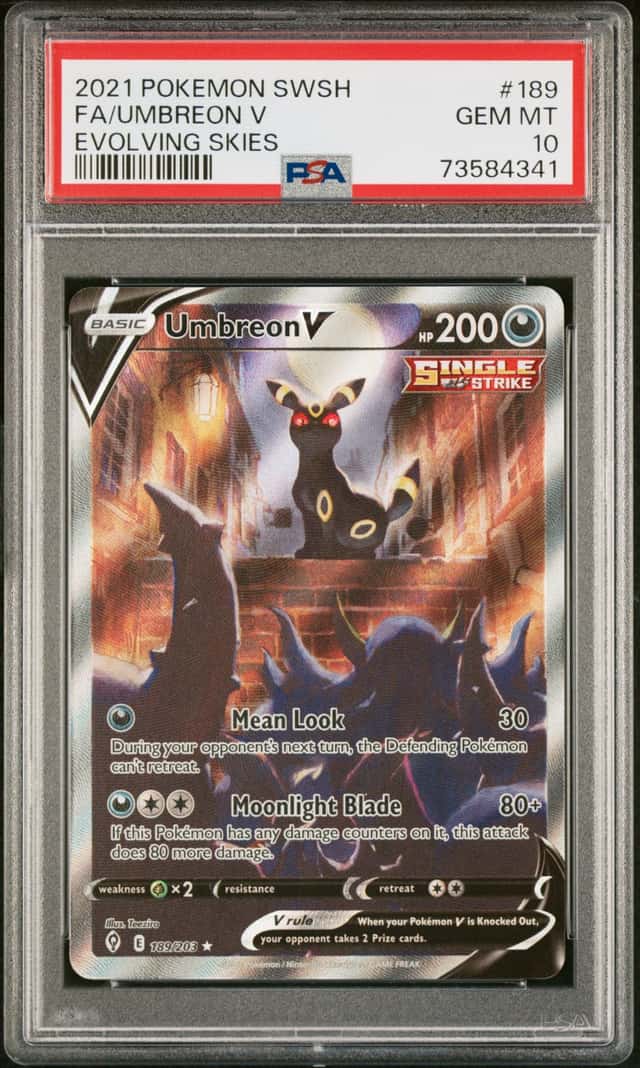 2021 Pokemon Sword & Shield Evolving Skies Alt Art Umbreon V #189 PSA 10 GEM MINT