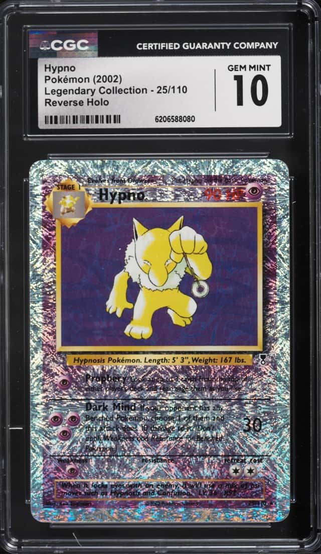 2002 Pokemon Legendary Collection Reverse Holo Hypno #25 CGC 10 GEM MINT