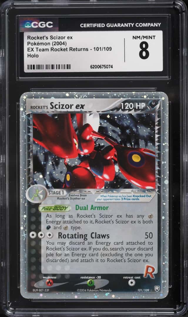 2004 Pokemon EX Team Rocket Returns Holo Rocket's Scizor Ex #101 CGC 8 NM-MT