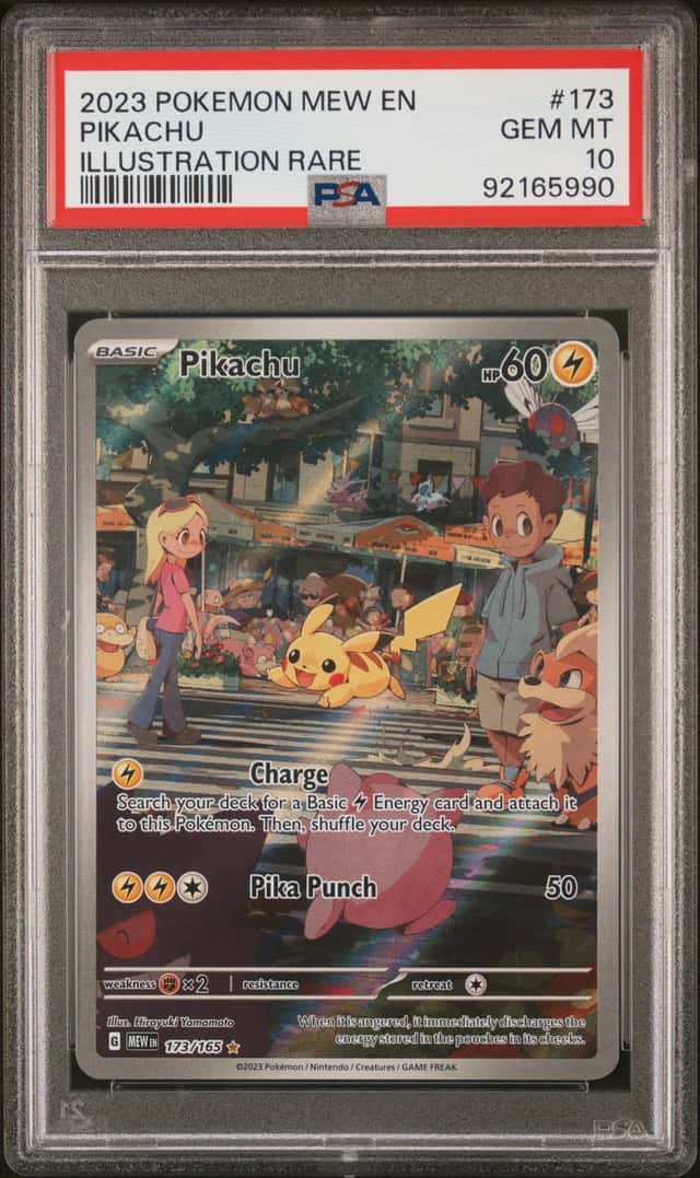 PIKACHU 2023 POKEMON MEW EN 173/165 ILLUSTRATION RARE FULL ART PSA 10 Q2419