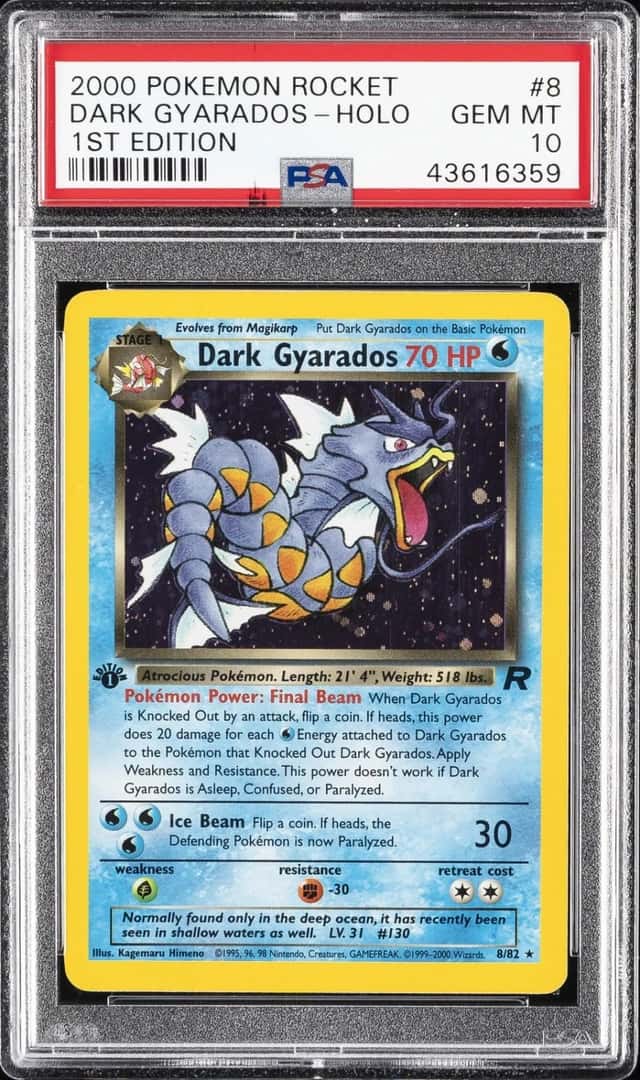 Pokemon Dark Gyarados Holo Team Rocket 8 1st Edition PSA 10 Gem Mint