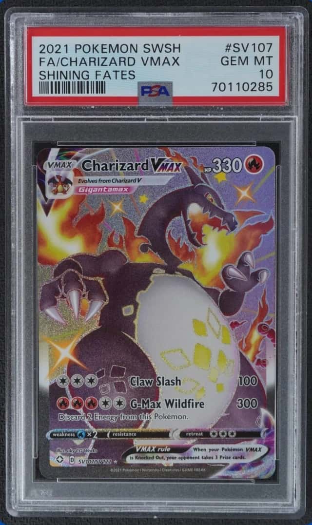 2021 POKEMON SWSH SHINING FATES #SV107/SV122 CHARIZARD VMAX SHINY VAULT PSA 10