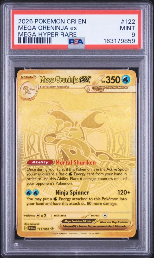 2026 POKEMON CRI EN-CHAOS RISING MEGA HYPER RARE #122 MEGA GRENINJA EX PSA 9