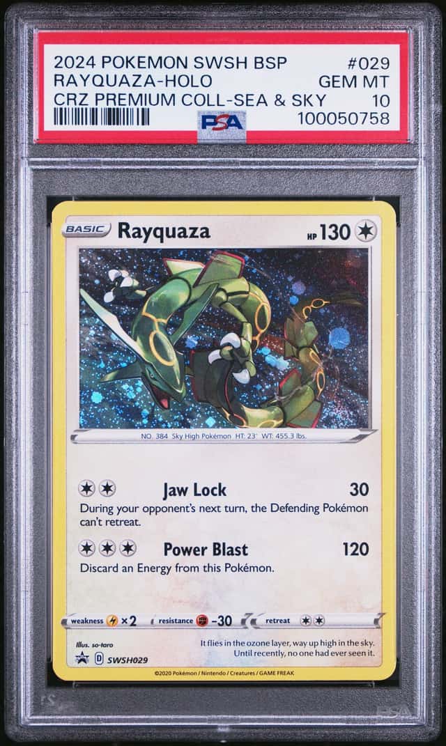 Pokemon TCG Rayquaza SWSH029 Holo Promo PSA 10 English 2024 Sea & Sky