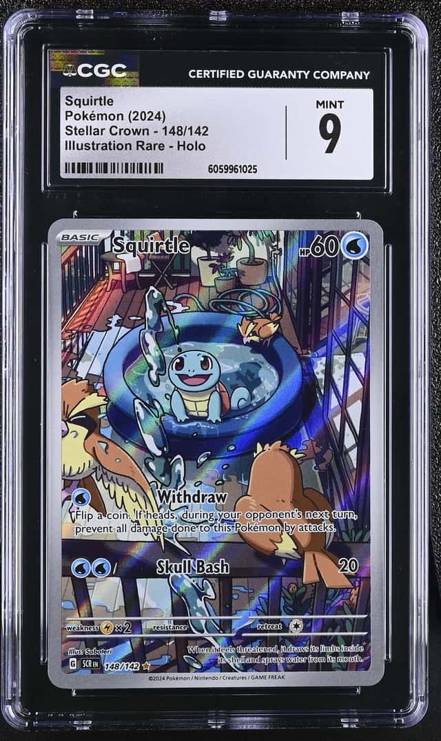 Pokémon TCG Squirtle 148/142 Sv07 Stellar Crown IR Holo English 2024 CGC 9