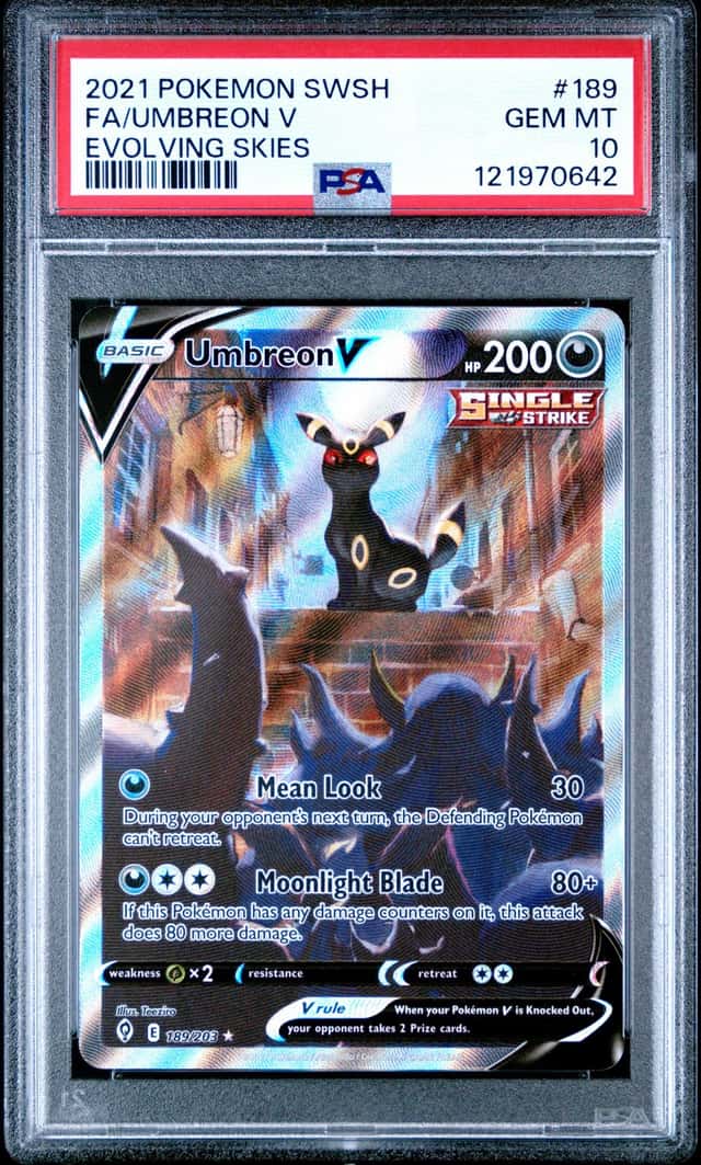 2021 Pokemon SWSH Evolving Skies Umbreon V Full Art Ultra Rare #189/203 PSA 10