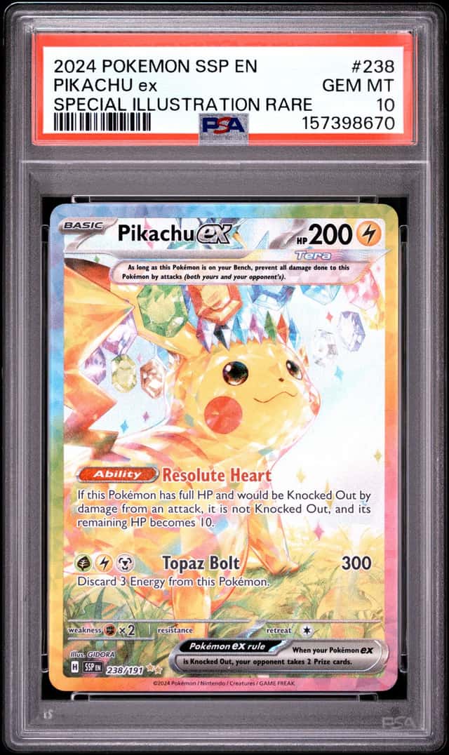 Pikachu ex 2024 Pokemon Scarlet Violet Surging Sparks 238 PSA 10🔥🔥🔥