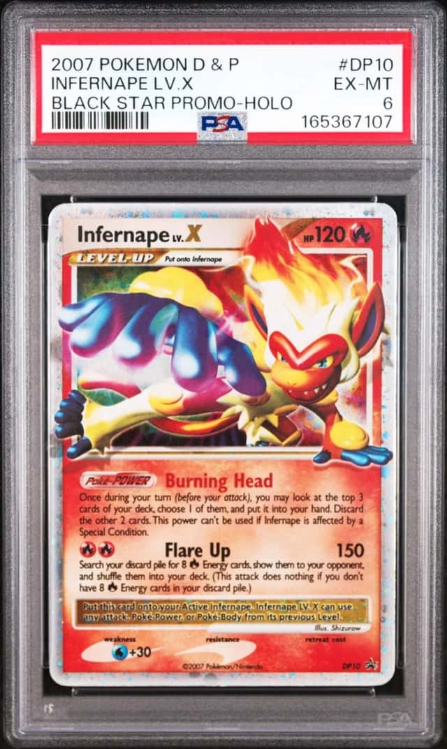 2007 POKEMON DIAMOND & PEARL BLACK STAR PROMO HOLO #DP10 INFERNAPE LV.X PSA 6
