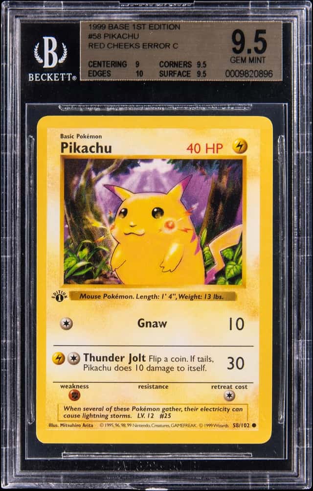 1999 Pokemon Base Set 1st Edition #58 Red Cheeks Pikachu - BGS GEM MINT 9.5