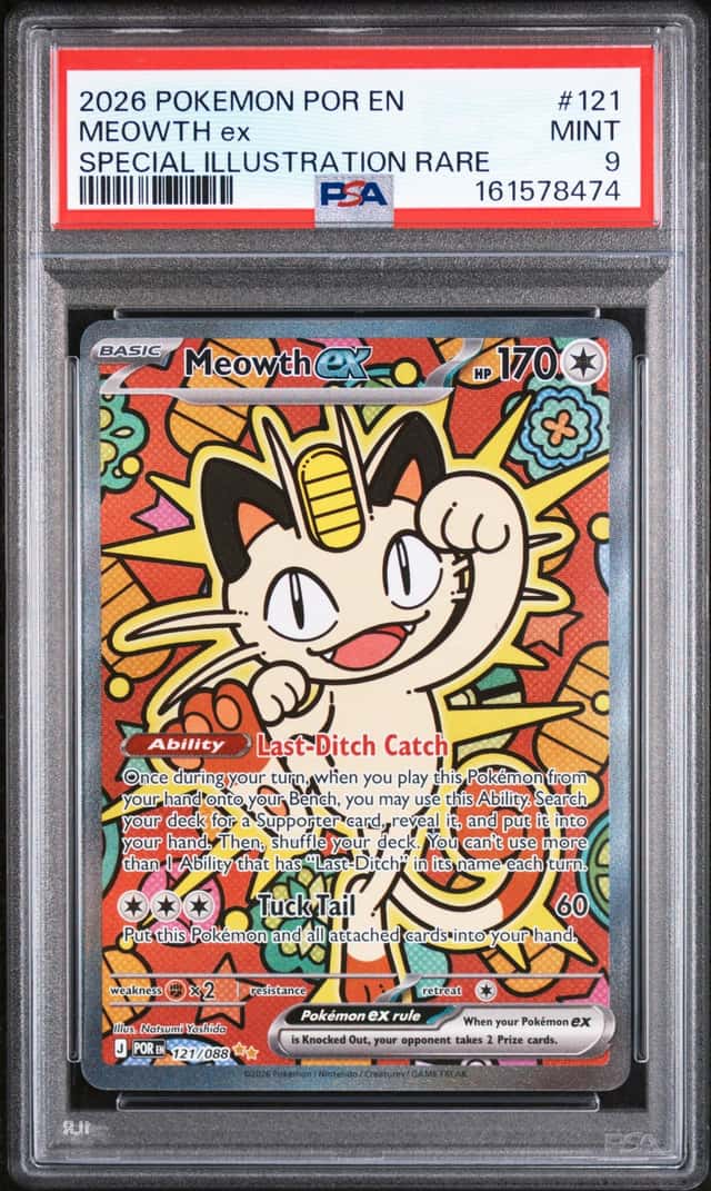 PSA 9 2026 Pokemon Perfect Order Meowth ex #121 SIR Special Illustration Rare