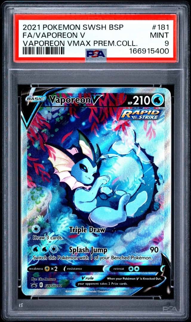 2021 POKEMON SWSH BLACK STAR PROMO #181 FULL ART/VAPOREON V PSA 9