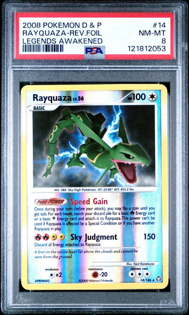 Pokemon Rayquaza Reverse Holo Legends Awakened 14/146 PSA 8