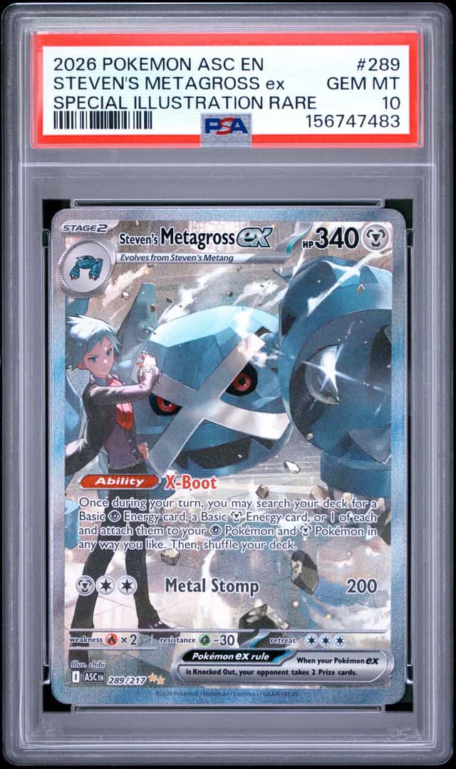 2026 POKEMON ASC SPECIAL ILLUSTRATION RARE #289 STEVEN'S METAGROSS EX PSA 10