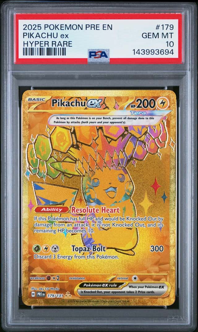 PSA 10 Pikachu EX 179/131 Pokemon Prismatic Evolutions Hyper Rare Gold