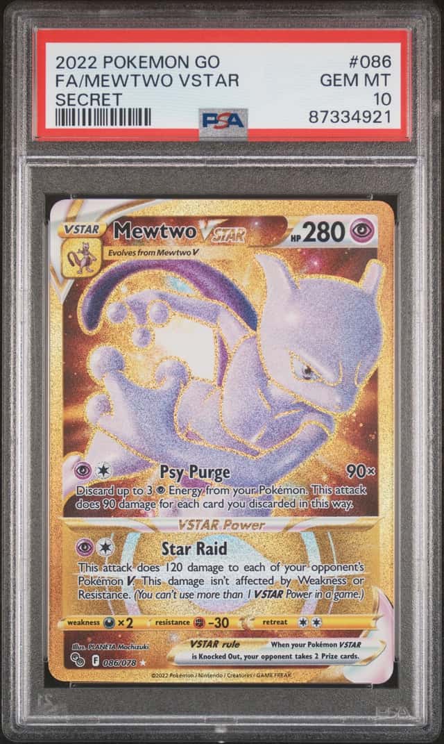 PSA 10 Mewtwo VSTAR Secret Rare Full Art 086/078 Pokémon GO English 2022