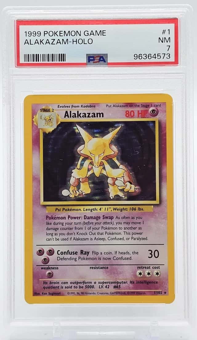 ALAKAZAM 1999 POKEMON BASE SET HOLO RARE #1/102 PSA 7 Q4886