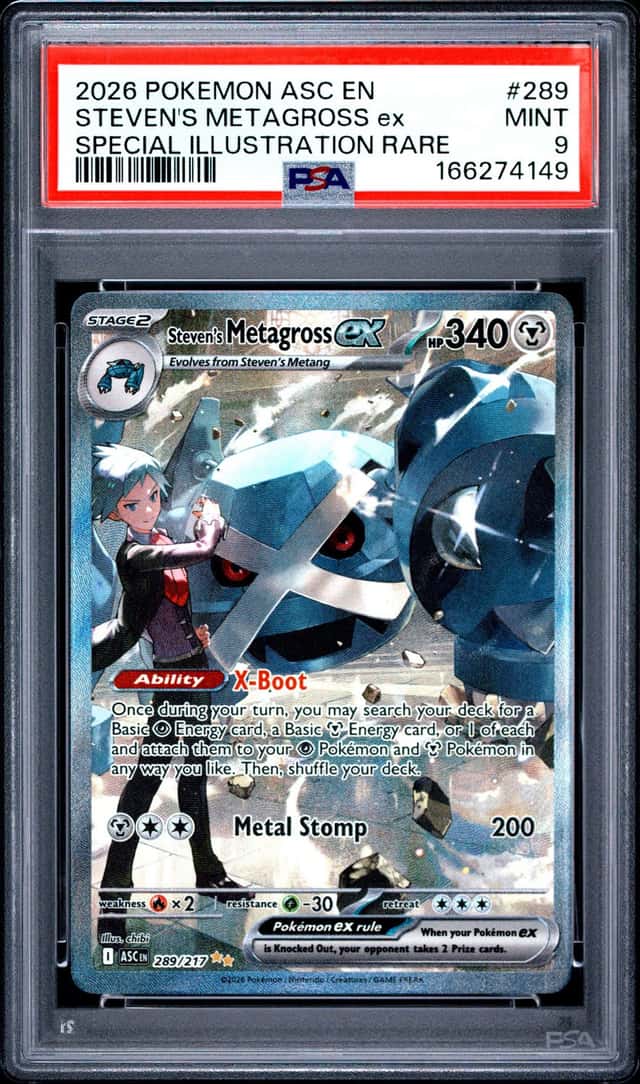 2026 POKEMON ASC EN-ASCENDED HEROES #289 STEVEN'S METAGROSS ex SIR PSA 9
