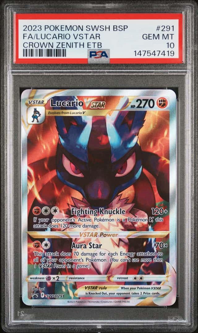 POKEMON FA/LUCARIO VSTAR 2023 SWSH BLACK STAR PROMO #291 CROWN ZENITH ETB PSA 10