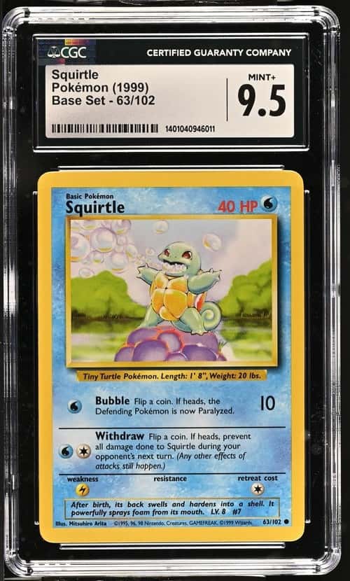 1999 POKEMON BASE SET 63/102 SQUIRTLE CGC 9.5