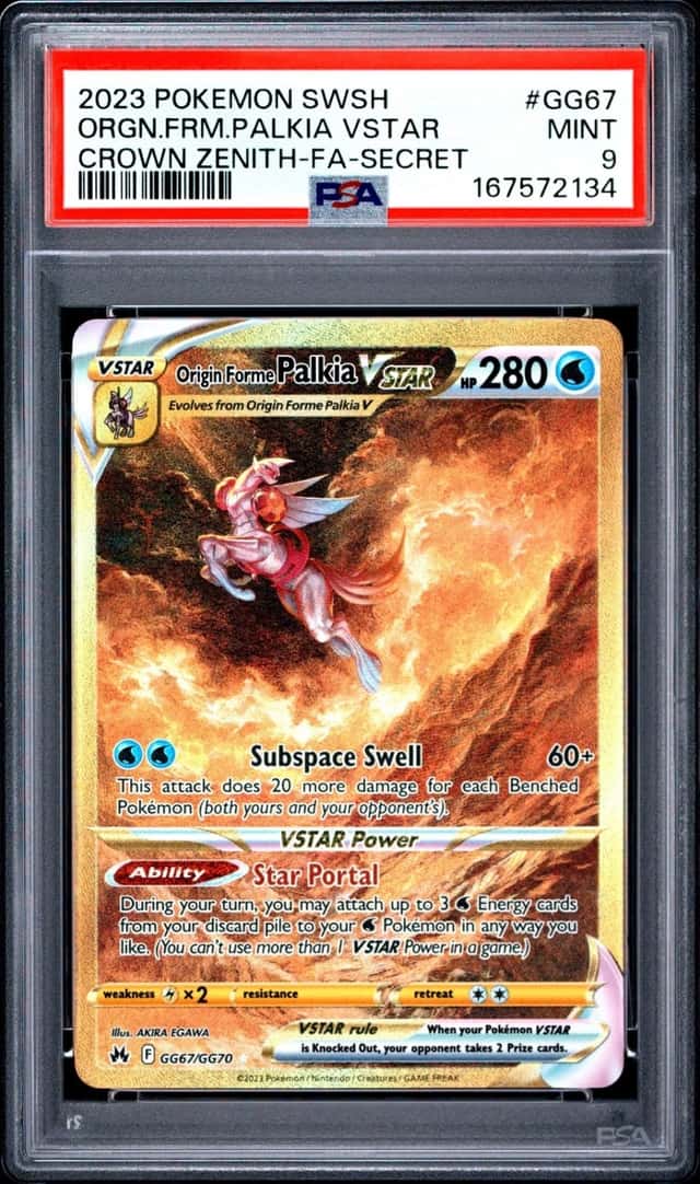 2023 POKEMON SWORD & SHIELD CROWN ZENITH FA/ORIGIN FORME PALKIA VSTAR PSA 9