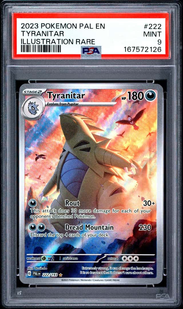 2023 POKEMON PAL EN-PALDEA EVOLVED ILLUSTRATION RARE #222 TYRANITAR PSA 9