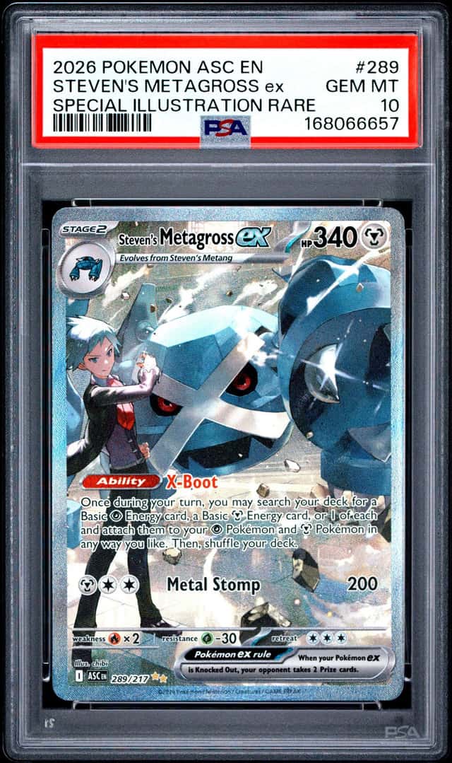 2026 POKEMON ASCENDED HEROES SPECIAL ILLUSTRATION STEVEN'S METAGROSS EX PSA 10
