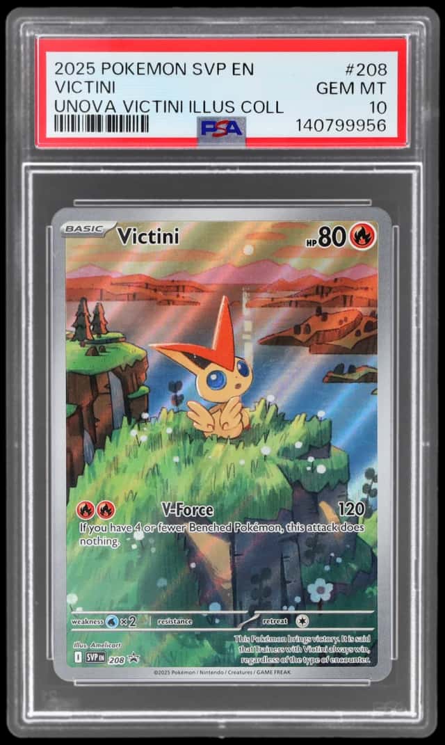 2025 Pokemon Scarlet and Violet Black Star Promo Unova Illustration Collection Victini #208