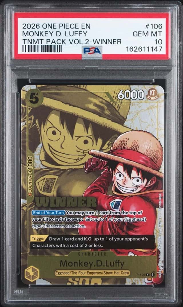 One Piece Monkey D. Luffy Tournament Pk. Vol.2 P-106 Winner PSA 10 Gem Mint
