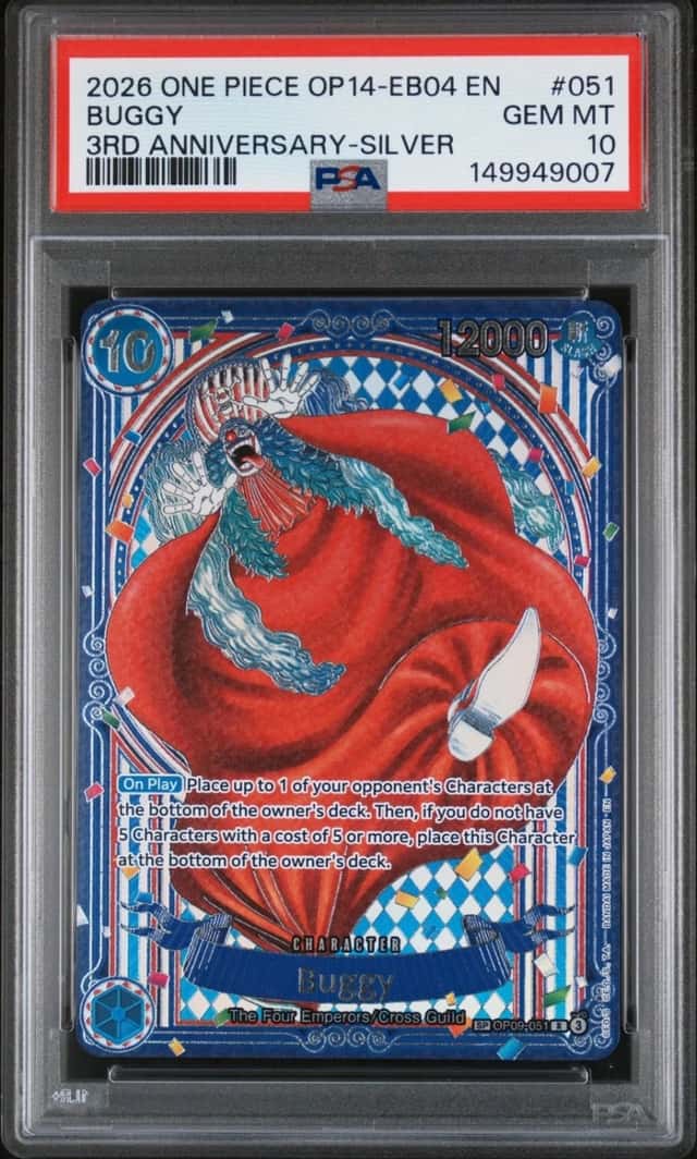 ONE PIECE BUGGY 3RD ANNIV. SILVER 2026 OP14-EB04-THE AZURE SEA'S SEVEN 51 PSA 10