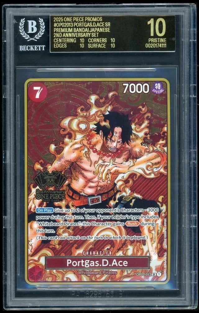 One Piece Portgas.D.Ace SR (Premium Bandai JPN 2nd Anniv. Set) Promos BGS BL 10