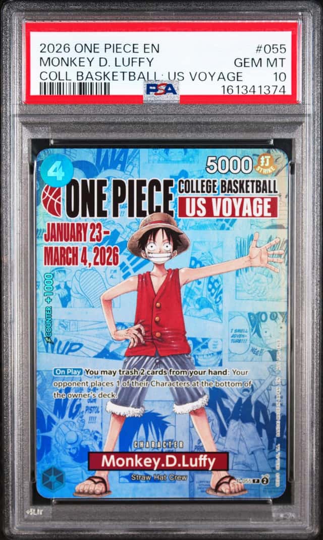 2026 ONE PIECE COLLEGE BASKETBALL: US VOYAGE #055 MONKEY D. LUFFY PSA 10