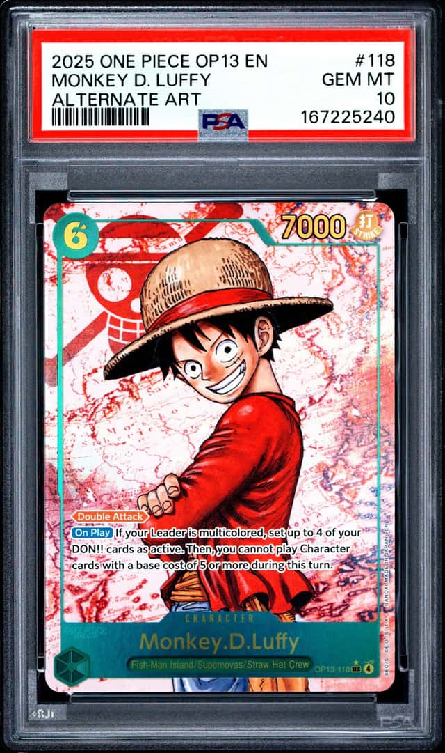 2025 One Piece OP13 En #118 Monkey D. Luffy Alternate Art PSA 10 GEM MINT