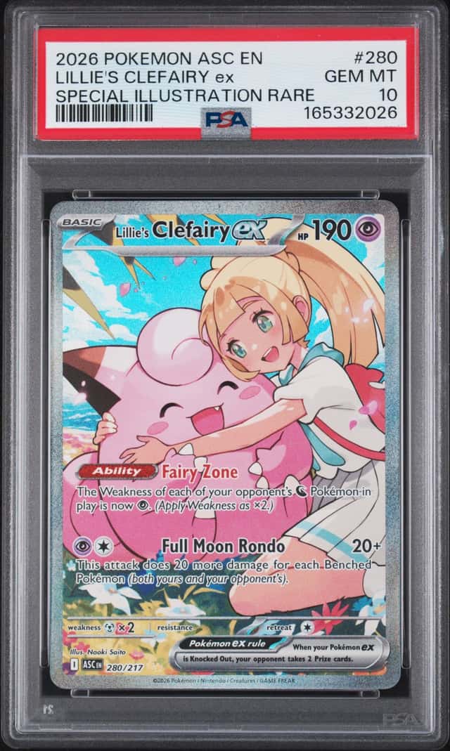 Pokemon Lillie's Clefairy ex  ascended heroes 280/217 SIR Holo EN PSA 10