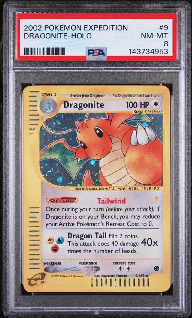 2002 Pokemon Expedition Dragonite Holo #9 PSA 8 "LOOKS MINT"
