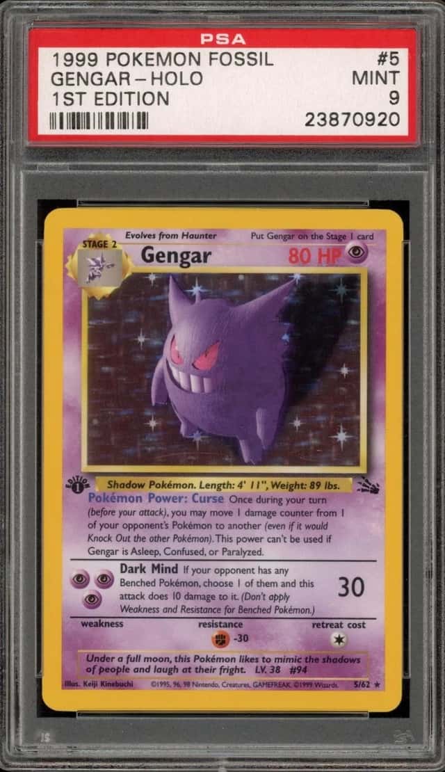 Pokemon Gengar Holo Fossil 5/62 1st Edition PSA 9 Mint