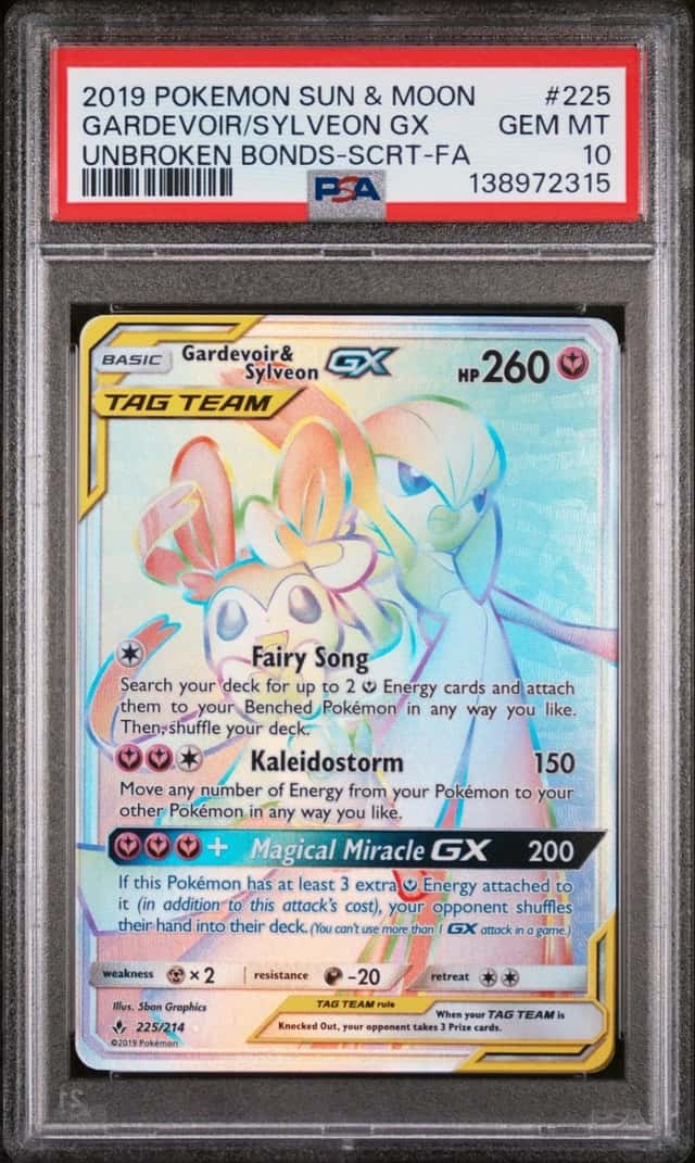 Pokemon Gardevoir & Sylveon Gx Unbroken Bonds 225/214 Secret Rare PSA 10