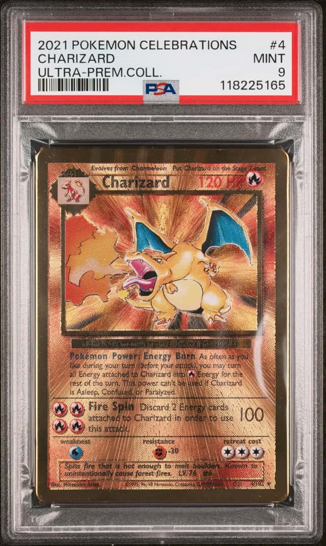 Pokemon Celebrations Charizard Ultra Premium Collection Gold Metal, 4/102 Psa 9
